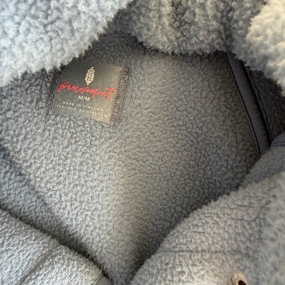Free People Movement Hit the Slopes Cozy Blue Fleece Jacket in Blue Grey - Picture 3 of 4